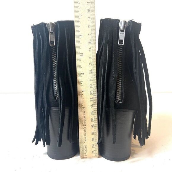 Madden Girl Black Suede Fringe Ankle Boots Women's Size 7.5B Heeled Boots Shaare - Picture 8 of 12